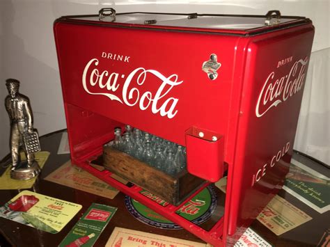 old metal box used for passing out coca cola samples|Coca Cola Salesman Sample Cooler for sale .